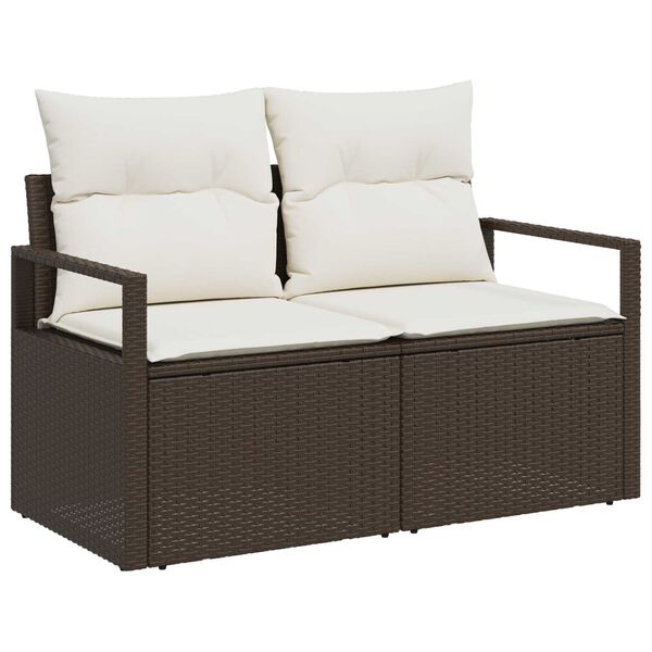 vidaXL Tuin Sofa Set met kussen met opslag 5 pcs Bruin en Cr&egrave;me