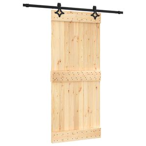 vidaXL Schuifdeur Naturel en Zwart 90 x 210 cm Massief Grenenhout
