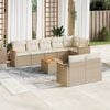 vidaXL 9-delige Loungeset met kussens poly rattan beige