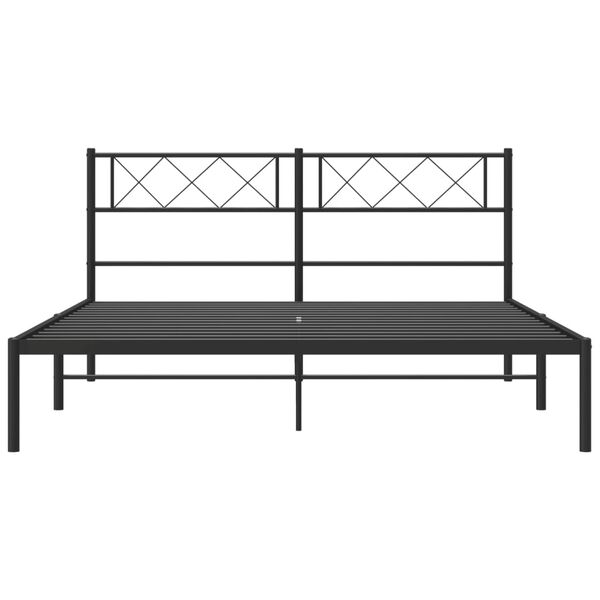 vidaXL Bedframe met hoofdbord metaal zwart 120x200 cm