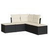 vidaXL 5-delige Loungeset met kussens poly rattan zwart