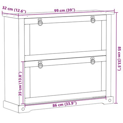 vidaXL Schoenenkast Corona 99x32x85 cm massief grenenhout