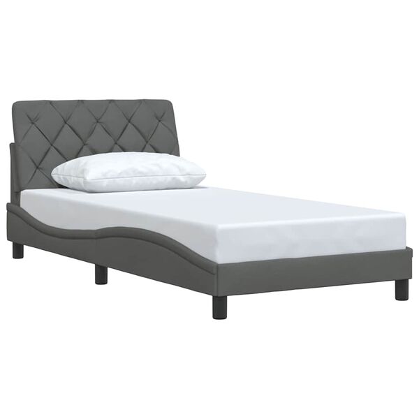 vidaXL Bedframe zonder matras 100x200 cm stof donkergrijs