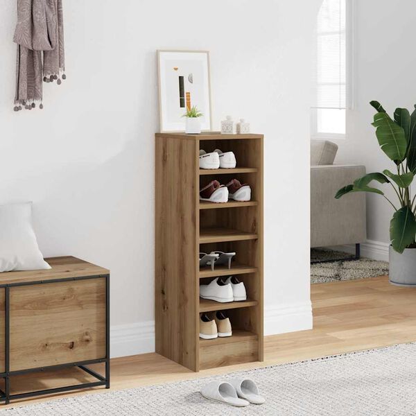 vidaXL Schoenenkast 32x35x92 cm bewerkt hout artisanaal eikenkleur