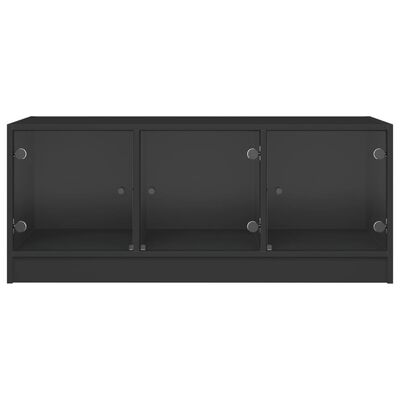 vidaXL Salontafel met glazen deuren 102x50x42 cm zwart