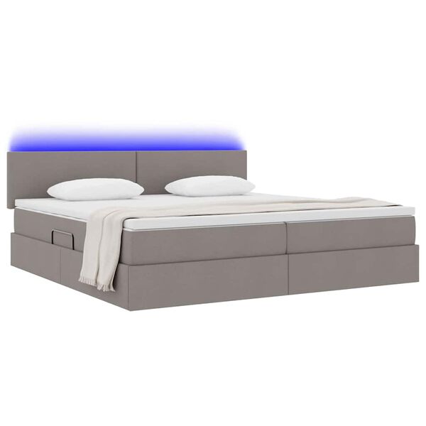 vidaXL Opbergbed met LED met matras Taupe 200 x 200 cm Polyester