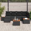 vidaXL Tuin Sofa Set met kussen 7 pcs Zwart Poly Rattan