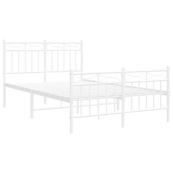 vidaXL Bedframe met hoofd- en voeteneinde metaal wit 120 x 190 cm