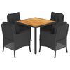 vidaXL 5-delige Tuinset met kussens poly rattan zwart