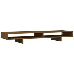 vidaXL Monitorstandaard 100x27x14 cm massief grenenhout honingbruin