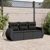 vidaXL 3-delige Loungeset met kussens poly rattan zwart