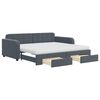 vidaXL Slaapbank onderschuifbed en lades 90x190 cm fluweel donkergrijs