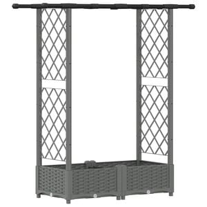 vidaXL Verhoogd Bed met Trellis en Dak Lichtgrijs 122,5 x 40 x 121 cm