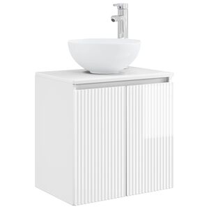 vidaXL Wandgemonteerde wastafelmeubel Hoogglans Wit 49,5 x 35 x 63 cm