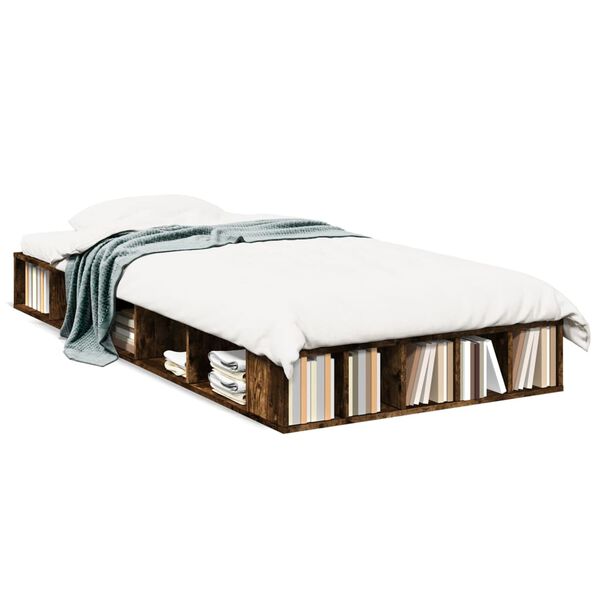 vidaXL Bedframe bewerkt hout gerookt eikenkleurig 75x190 cm