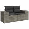 vidaXL Tuinbank 2-zits met kussens poly rattan grijs