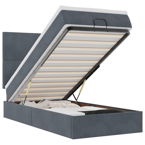 vidaXL Ottoman bed met matrassen en LED's 100x200cm fluweel