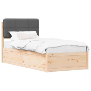 vidaXL Bedframe met Gevoerd Hoofdgedeelte Donkergrijs 80 x 200 cm