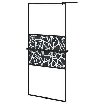 vidaXL Inloopdouchewand met schap 90x195 cm ESG-glas aluminium zwart