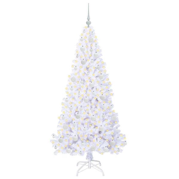 vidaXL Kunstkerstboom met 300 LED Wit 180 cm PVC en staal