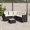 vidaXL Tuinbank met tafel en kussens L-vormig poly rattan zwart