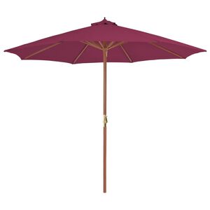 vidaXL Parasol met houten paal 300 cm bordeauxrood