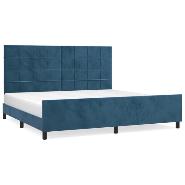 vidaXL Bedframe zonder matras 200x200 cm fluweel donkerblauw