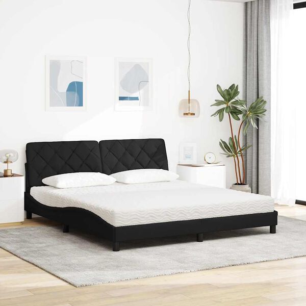 vidaXL Bed met matras stof zwart 180x200 cm