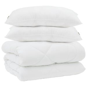 vidaXL Dekbed met Kussens 3 pcs Wit Microfiber en Dons Feather