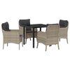 vidaXL Tuin eettafelset 5 st Lichtgrijs poly rattan