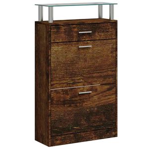 vidaXL Schoenenkast 63x24x104 cm bewerkt hout gerookt eikenkleurig