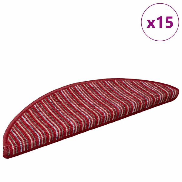 vidaXL Zelfklevende Trapmatten 15 pcs Rood 56 x 17 x 3 cm