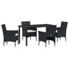 vidaXL Tuin eettafelset 5 st Zwart poly rattan