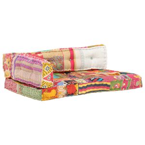 vidaXL Bankkussen pallet stof patchwork meerkleurig