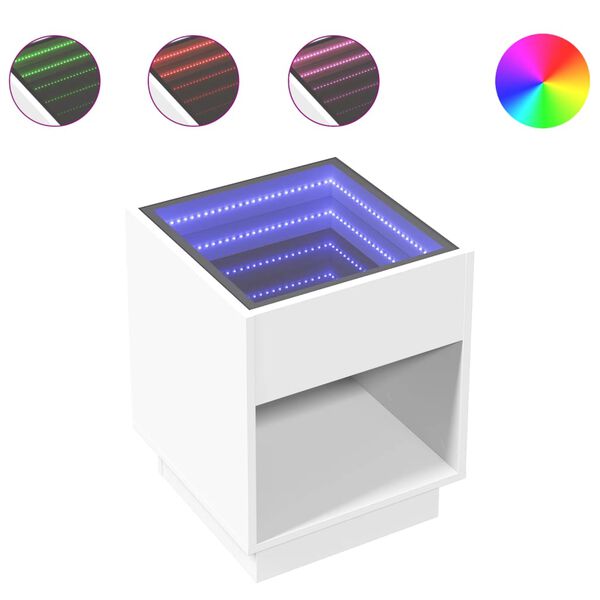 vidaXL Salontafel met Infinity LED 40x40x50 cm wit