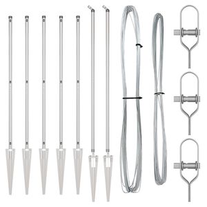 vidaXL Hekpalen 7 pcs Zilver Ø32mm 140 cm Gegalvaniseerd staal