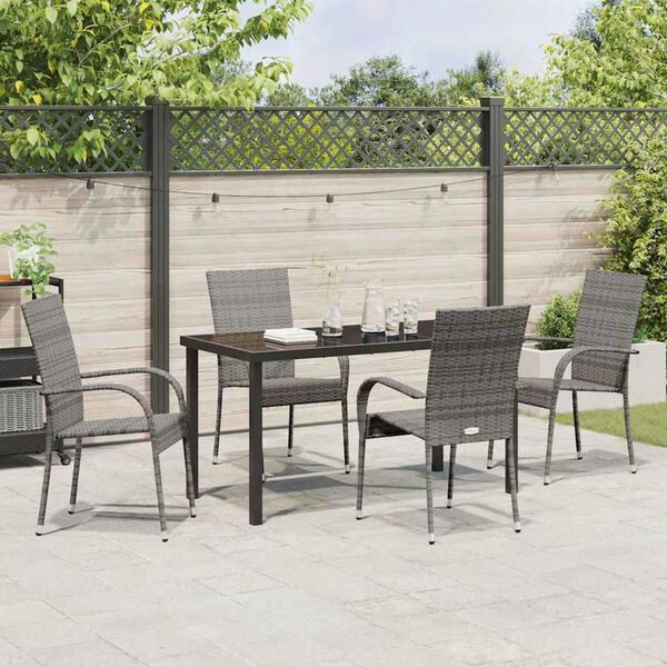 vidaXL Tuin eettafelset 5 pcs Grijs Gepoedercoat staal