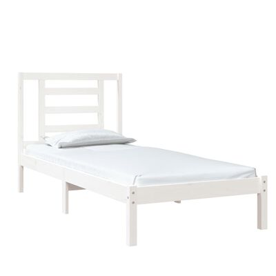 vidaXL Bedframe massief hout wit 75x190 cm