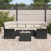 vidaXL Tuin Sofa Set 7 pcs Zwart en Cr&egrave;me Poly rattan, staal en glas