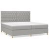 vidaXL Boxspring met matras stof lichtgrijs 200x200 cm