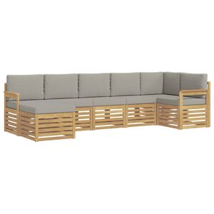 vidaXL Buiten bankenset 6 st Wit en Lichtgrijs Polyester