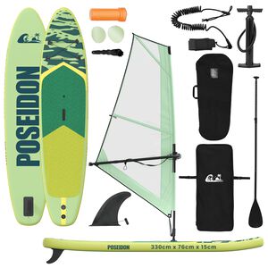 vidaXL Opblaasbaar SUP Board met Zeil POSEIDON 330 x 76 x 15 cm Groen