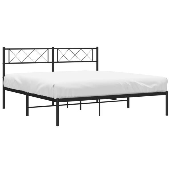 vidaXL Bedframe met hoofdbord metaal zwart 160x200 cm