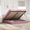 vidaXL Bed poef met matras en LED's 180x200 cm fluweel roze
