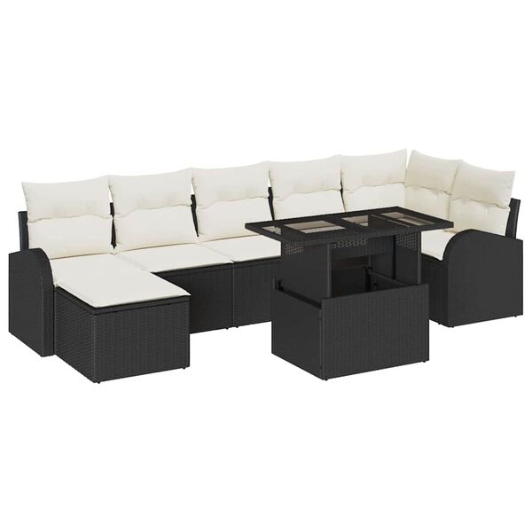 vidaXL Tuin Sofa Set met kussen met opslag 8 pcs Zwart Poly riet