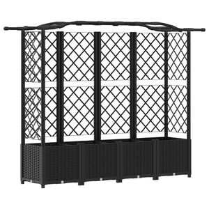 vidaXL Verhoogd Bed met Trellis en Dak Zwart 204 x 40 x 138 cm PP