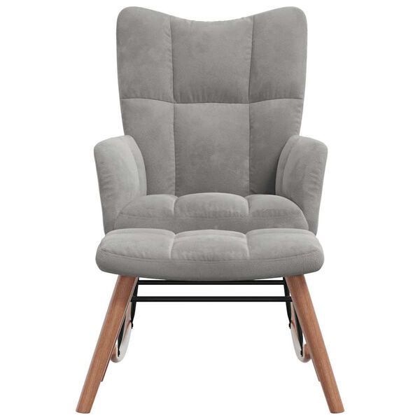 vidaXL Schommelstoel met voetenbank fluweel lichtgrijs