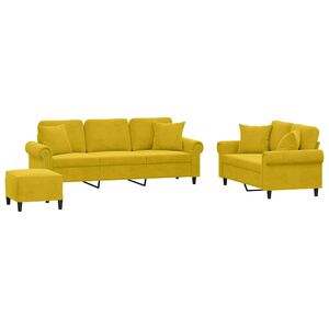 vidaXL 3-delige Loungeset met kussens fluweel geel