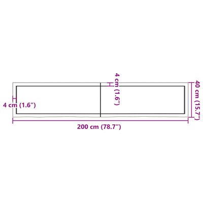 vidaXL Wastafelblad 200x40x(2-6) cm behandeld massief hout lichtbruin