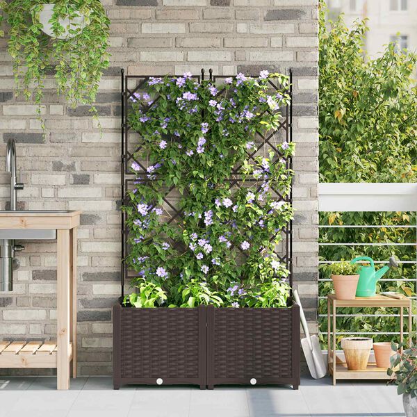 vidaXL Tuin Bloempot 2 pcs Bruin 80 x 40 x 143 cm Kunststof